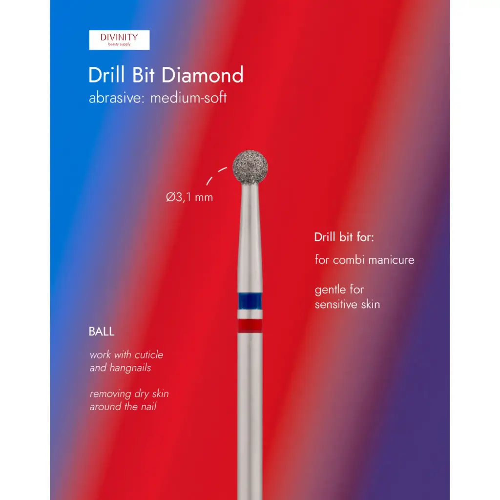Diamond ball bit blue-red Ø3.1 mm