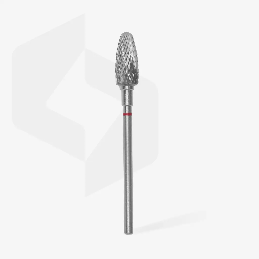 STALEKS EXPERT Carbide nail drill bit corn red, head diameter 6 mm, working part 14 mm