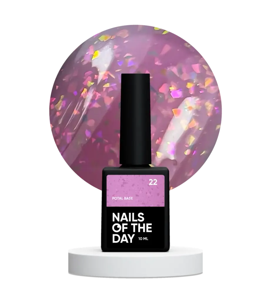 NAILSOFTHEDAY Potal base 22 – pink-lilac base with holographic stylish potal, 10 ml 