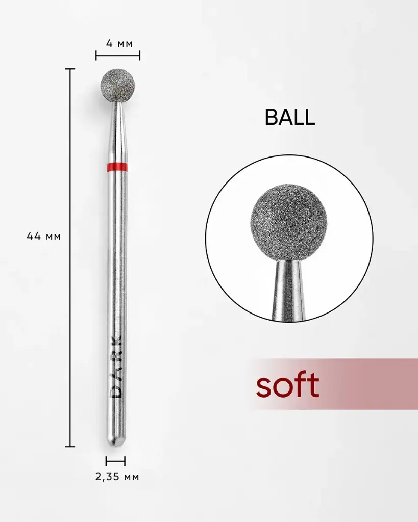 Nail drill bit DARK Ball 5 mm (Red)