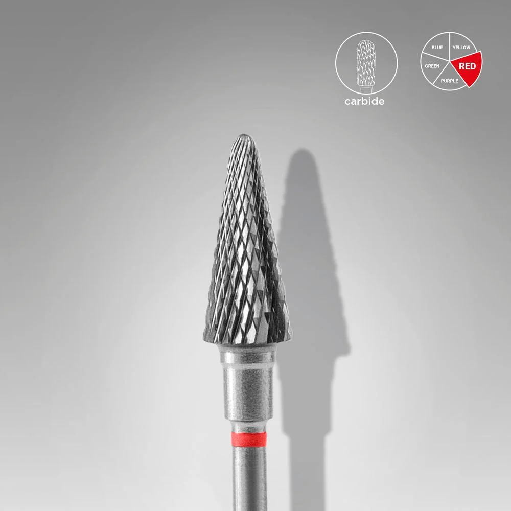 STALEKS EXPERT Fresa de metal duro «Cono» roja, diámetro 6 mm, parte de trabajo 14 mm
