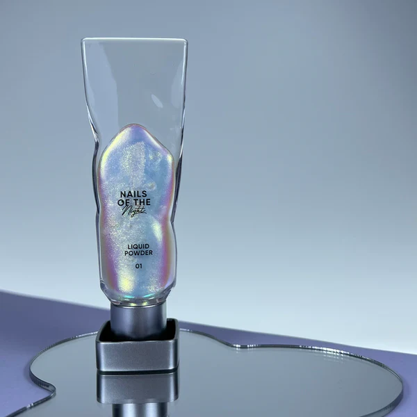 Liquid powder 01 — liquid rub with iridescence from green to purple for nails, 5 g