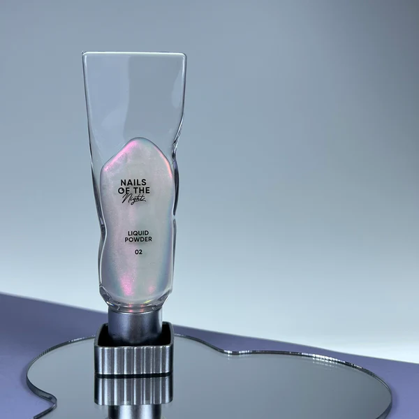 Liquid powder 02 — liquid rub with iridescence from green to red-pink for nails, 5 g
