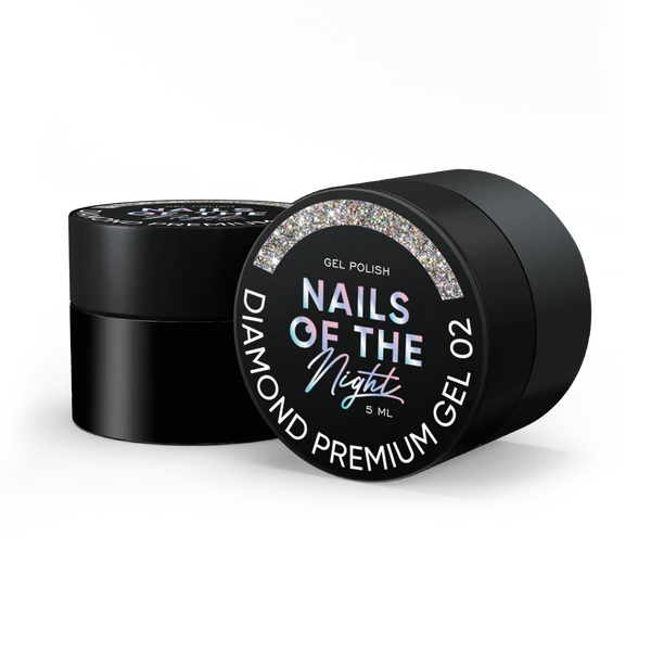 Nails Of The Day Diamond Premium gel – gel polish 02 — silver holographic gel polish with fine metallic nail polish, 5 ml