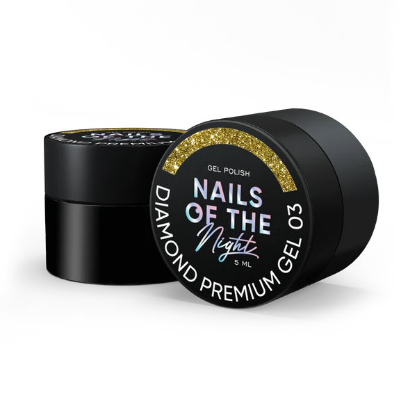 Nails Of The Day Diamond Premium gel – gel polish 03 — golden gel polish with fine metallic nail polish, 5 ml