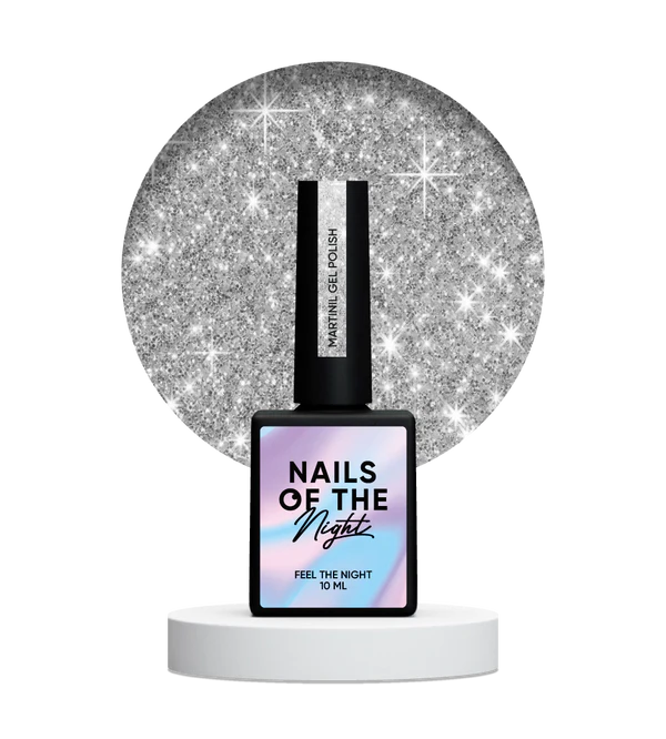 Nails of ther Night Martini gel polish — silver reflective gel polish for nails, 10 ml