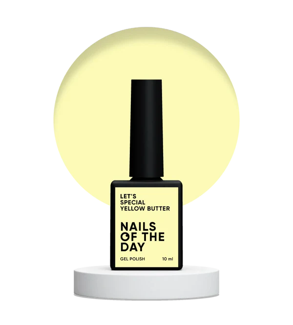 Nails Of The Day Let's Special Yellow Butter - pastel yellow gel nail polish covering one layer, 10 ml