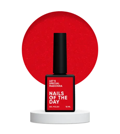 Nails Of The Day Let's special Madonna — red glitter gel nail polish covering one layer, 10 ml