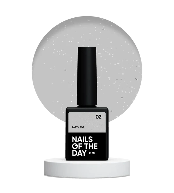 Nails Of The Day Party top 02 - transparent with fine shimmer without a sticky layer for nails, 10 ml