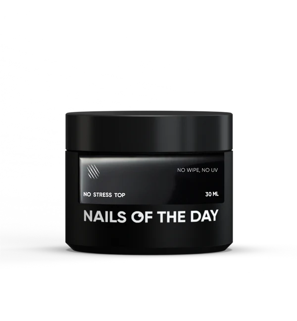 Nails Of The Day No stress top no wipe — glossy top without a sticky layer and without UV filters, ANTI-SCRATCH top, 30 ml