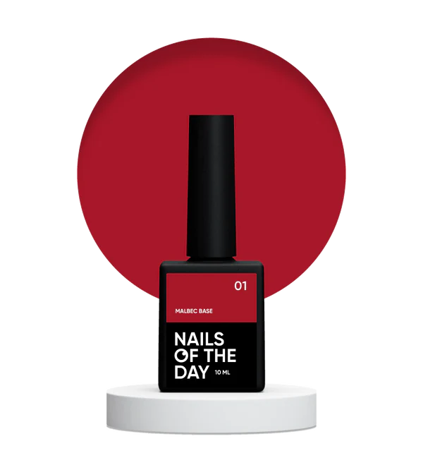 Nails Of The Day Malbec base 01 – stained glass deep red base, 10 ml