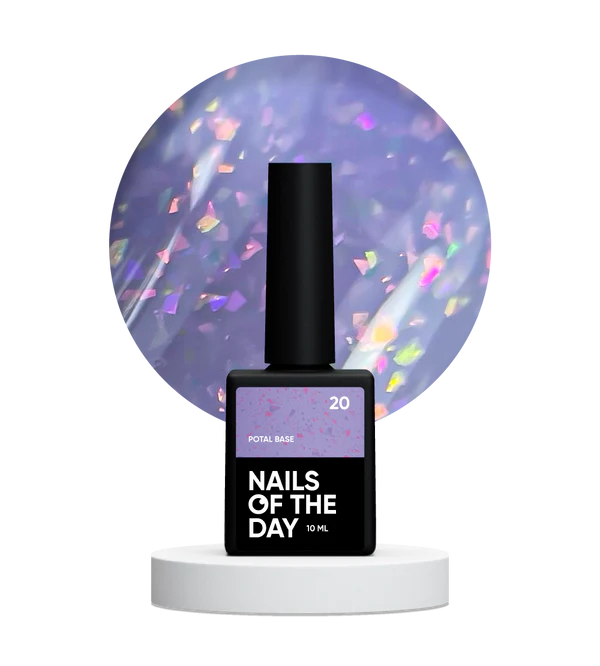 Nails Of The Day Potal base 20 – soft purple base with holographic stylish potal, 10 ml