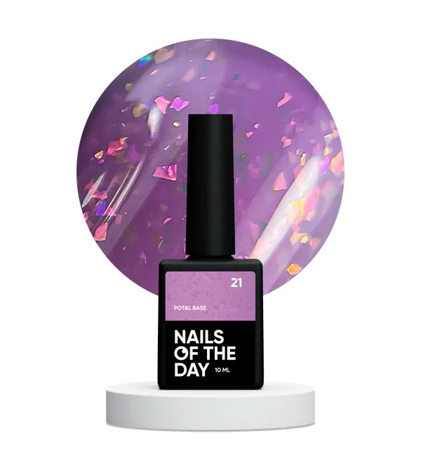 Nails Of The Day Potal base 21 – violet/lilac base with holographic stylish potal, 10 ml