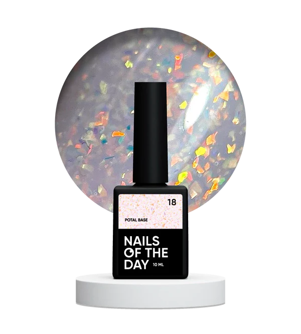 Nails Of The Day Potal base 18 – gentle milky base with holographic stylish potal, 10 ml