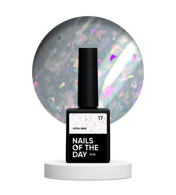 Nails Of The Day Potal base 17 – gentle milky base with holographic stylish potal, 10 ml