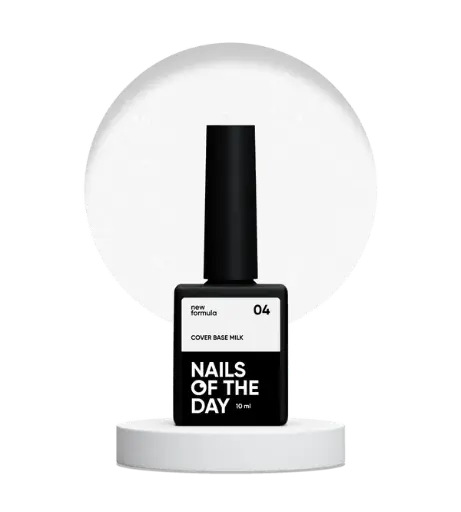 NAILSOFTHEDAY Cover Base NEW Formula Milk 04 — lechoso, purpurina plateada, 10 ml