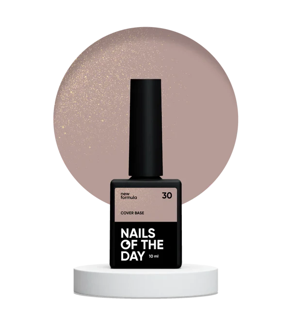Nails Of The Day Cover base NEW Formula 30 - natural nude with golden shimmer, warm nude with a golden tint, camouflage base coat for nails, 10 ml