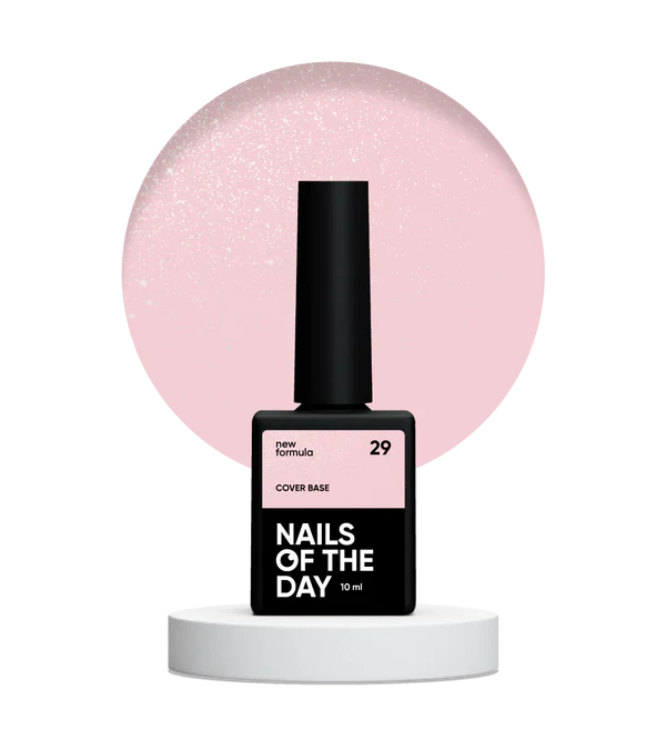 Nails Of The Day Cover base NEW Formula 29 — translucent soft nude with silver shimmer, camouflage base coat for nails, 10 ml