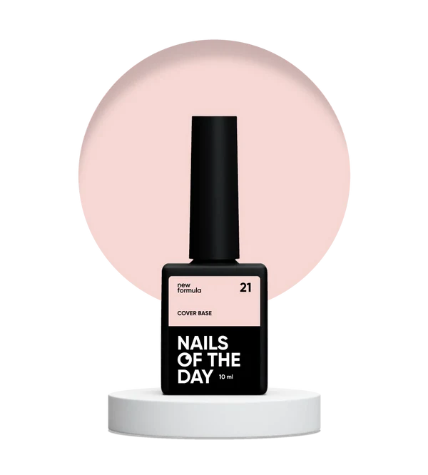 Nails Of The Day Cover base NEW Formula 21 — gentle apricot camouflage base coat for nails, 10 ml