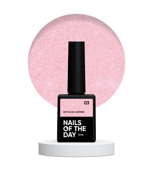Nails Of The Day Bottle gel shimmer 03 – ultra-strong light pink gel with red shimmer, 10 ml