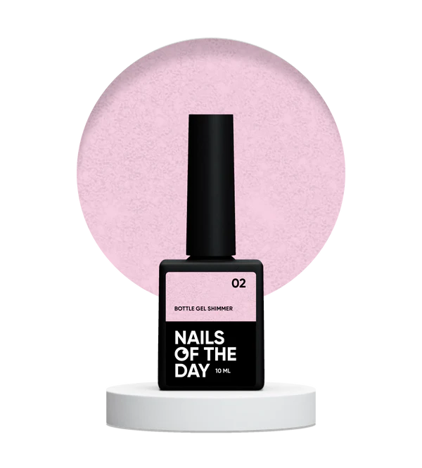 Nails Of The Day Bottle gel shimmer 02 – super strong milky pink gel with silver shimmer, 10 ml 