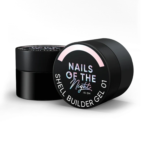 Nails Of The Night Shell builder gel 01 — low-temperature building gel with a pearl effect for nails, 15 ml