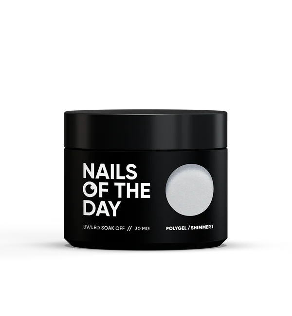 Nails Of The Day Polygel shimmer 01 — Polygel white with fine-grained shimmer, 30 gm