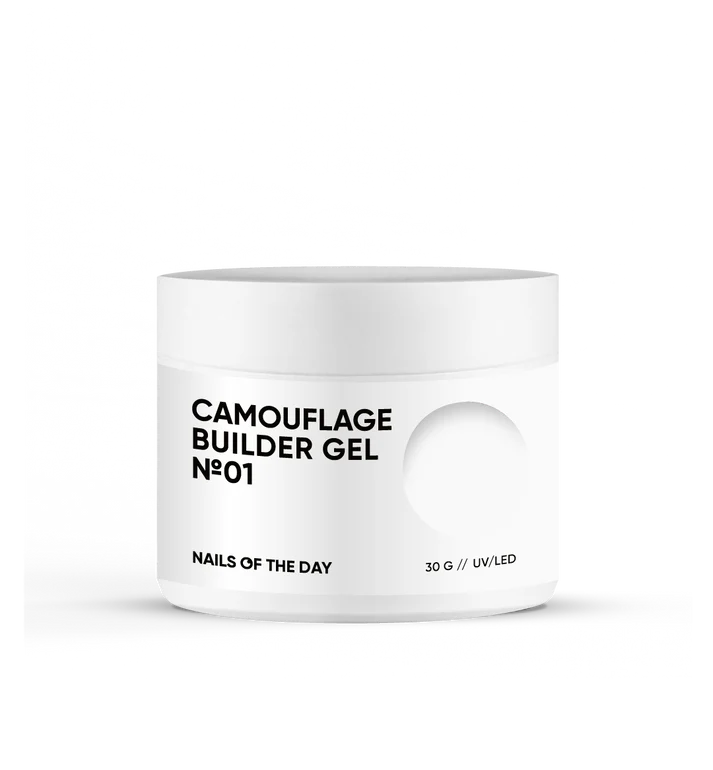 Nails Of The Day Camouflage builder gel 01 — milky white camouflage builder gel for nails, 30 g