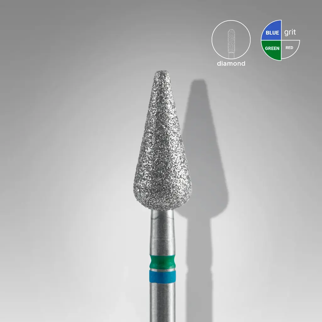 Staleks Diamond nail drill bit pointed pear blue EXPERT head diameter 5 mm / working part 12 mm