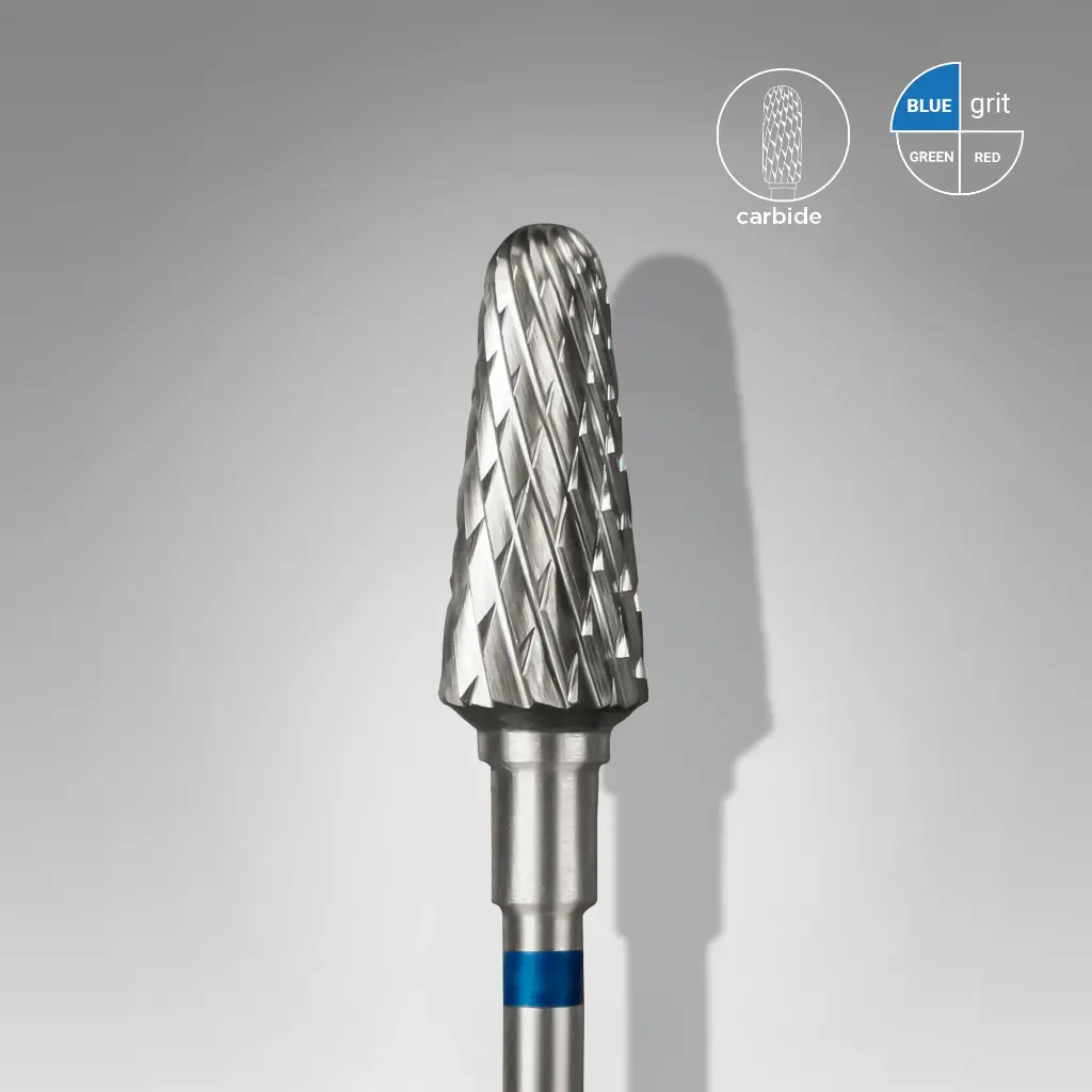 Staleks Carbide nail drill bit frustum blue head EXPERT diameter 6 mm / working part 14 mm