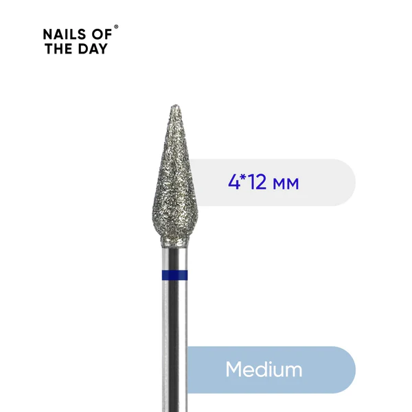 Nailsoftheday Carrot Bit — branded blue diamond long bud bit, 4*12 mm.