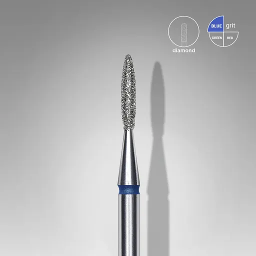 Diamond nail drill bit pointed flame blue head EXPERT diameter 1,6 mm / working part 8 mm