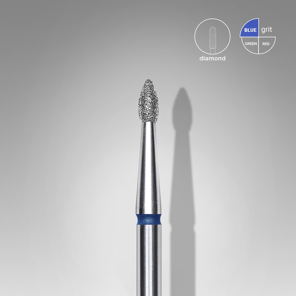 Diamond nail drill bit pointed bud blue head EXPERT diameter 1,8 mm / working part 4 mm
