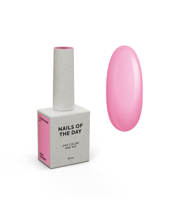 NAILSOFTHEDAY Cover Base 47 Light Pigment – lightly pigmented semi-transparent vibrant pink base coat for nails, 10 ml 
