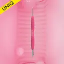 Manicure pusher Gummy with silicone handle UNIQ 11 TYPE 2 (beveled and loop pusher) STALEKS