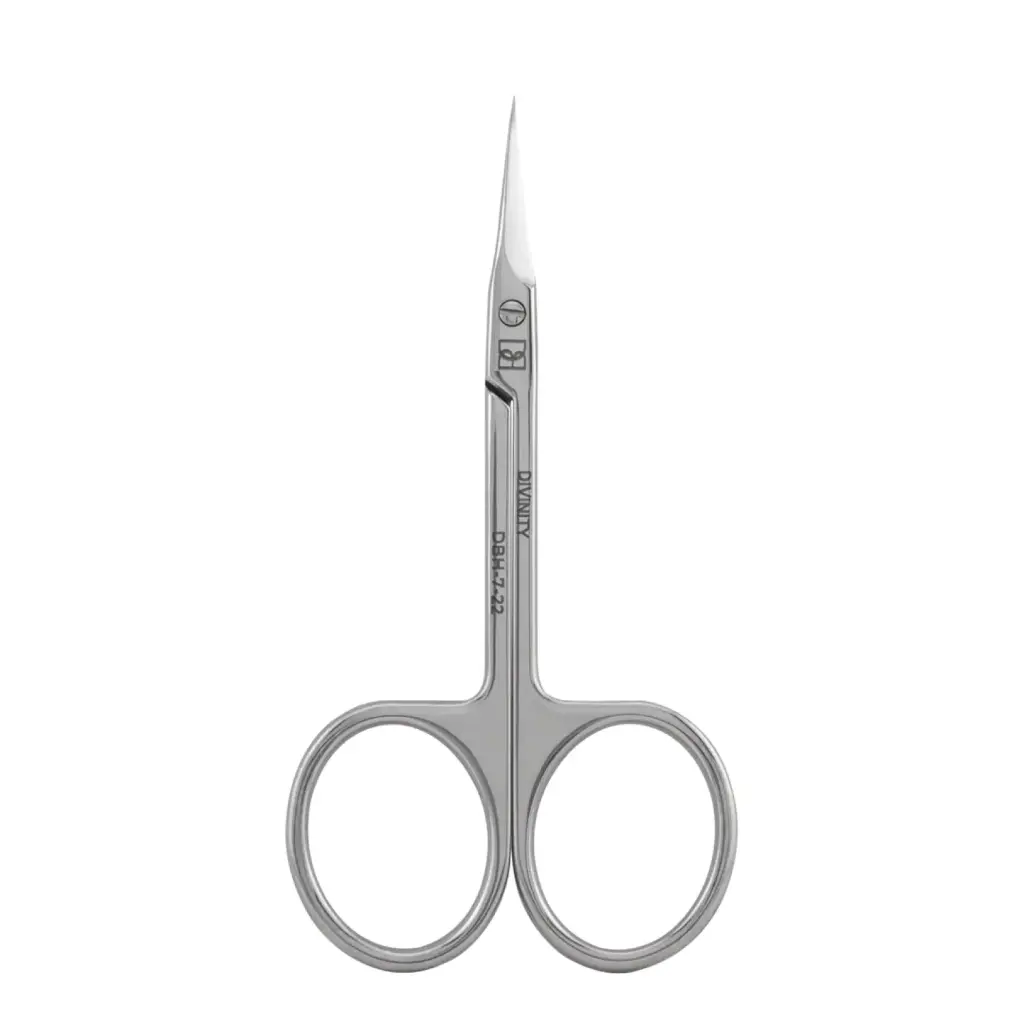 Professional hooked scissors for cuticle, mirror polishing, L-95 mm, blades 22 mm.