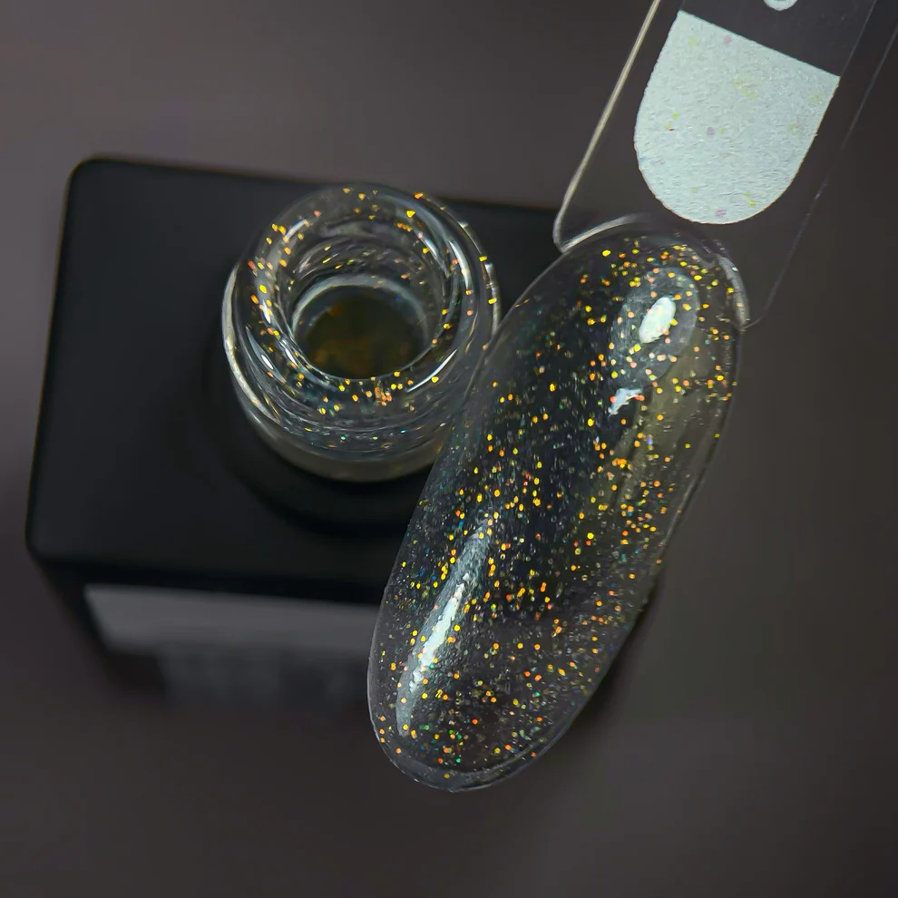 NAILSOFTHENIGHT Opal top 01 — top coat with opal glitters on a transparent base, without a sticky layer and without UV filters for nails, 10 ml