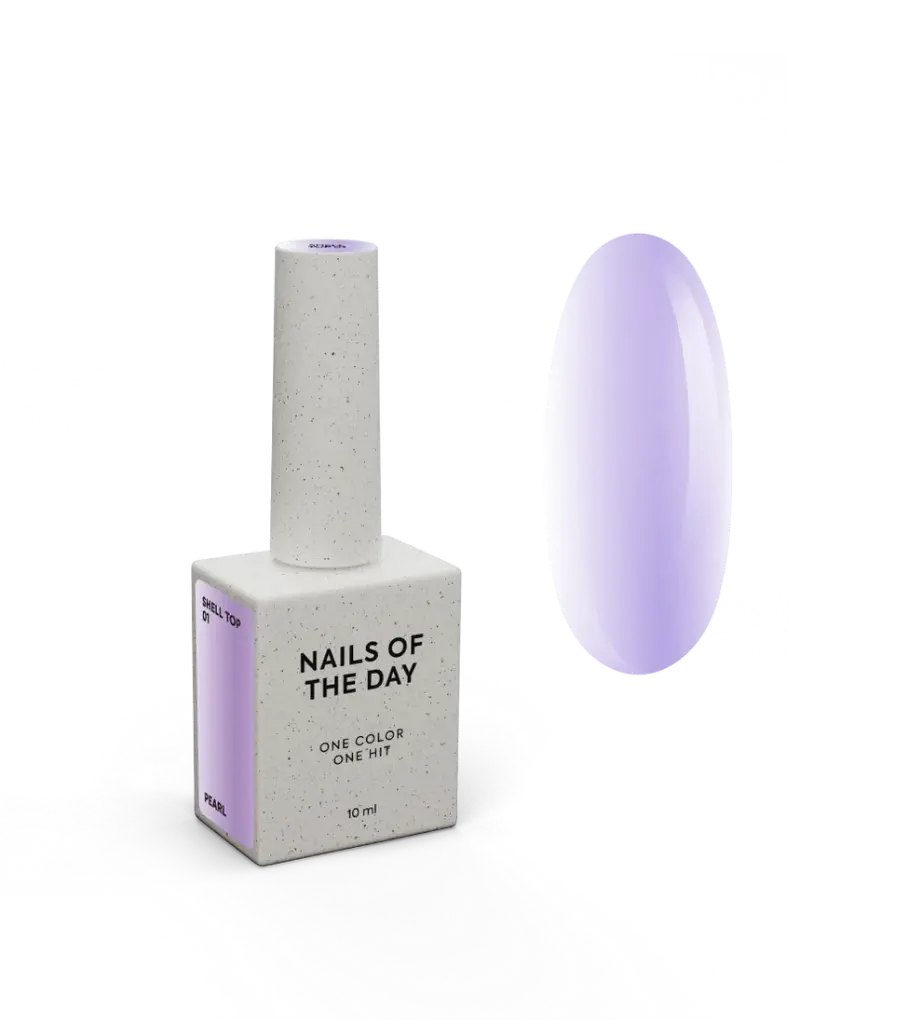 NAILSOFTHEDAY Shell Top 01 New Formula — pearly top with a violet rubbing effect, no sticky layer, 10 ml
