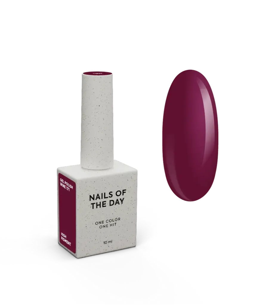 NAILSOFTHEDAY Gel Polish Wine — a rich wine-grape shade with full coverage in just one layer. 10 ml. 