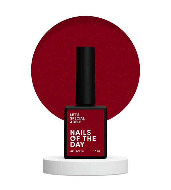 NAILSOFTHEDAY Let's special Adele — red with shimmer gel nail polish covering one layer, 10 ml 