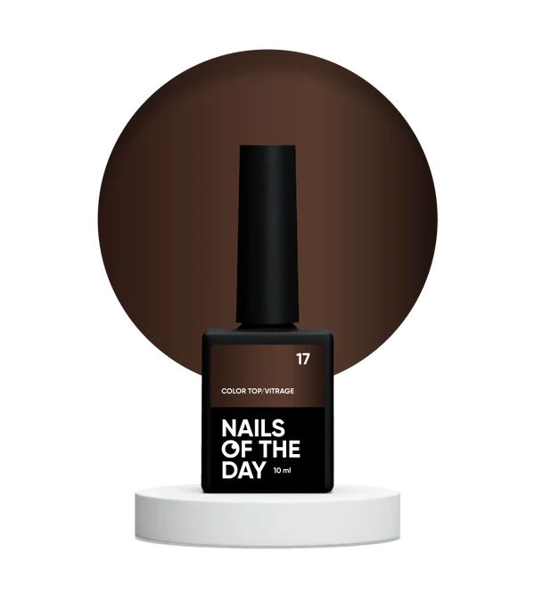 NAILSOFTHEDAY Color Top/Vitrage 17 — Semi-Transparent Dark Chocolate Stained Glass Top, 10 ml 