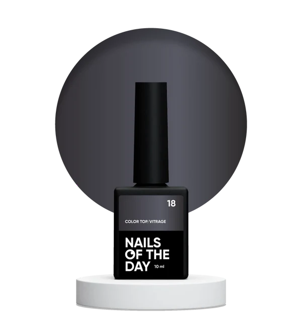 NAILSOFTHEDAY Color Top/Vitrage 18 — Semi-Transparent Graphite Grey-Black Stained Glass Top, 10 ml 