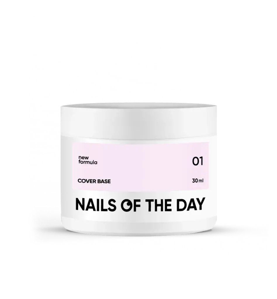 Nailsoftheday Cover base NEW Formula 01 — light pink camouflage base coat for nails, 30 ml