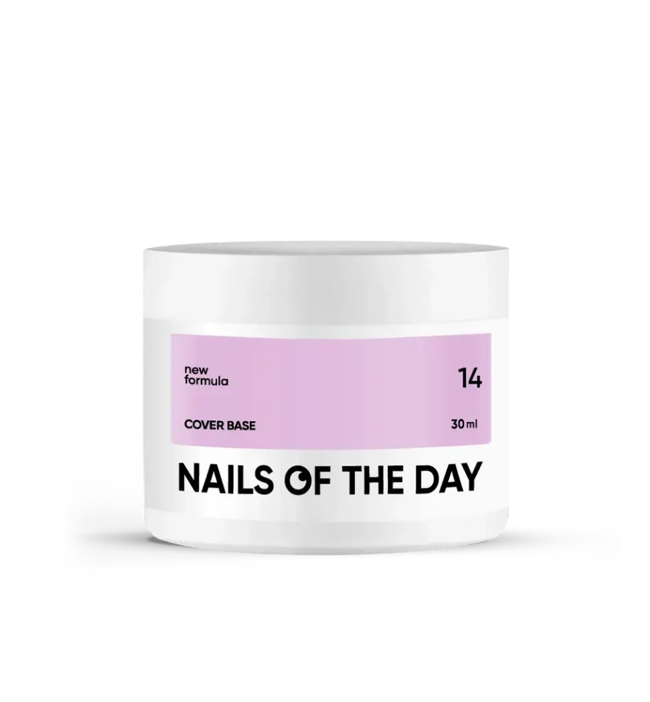 Nailsoftheday Cover Base NEW Formula 14 — lilac camouflage base coat for nails, 30 ml.