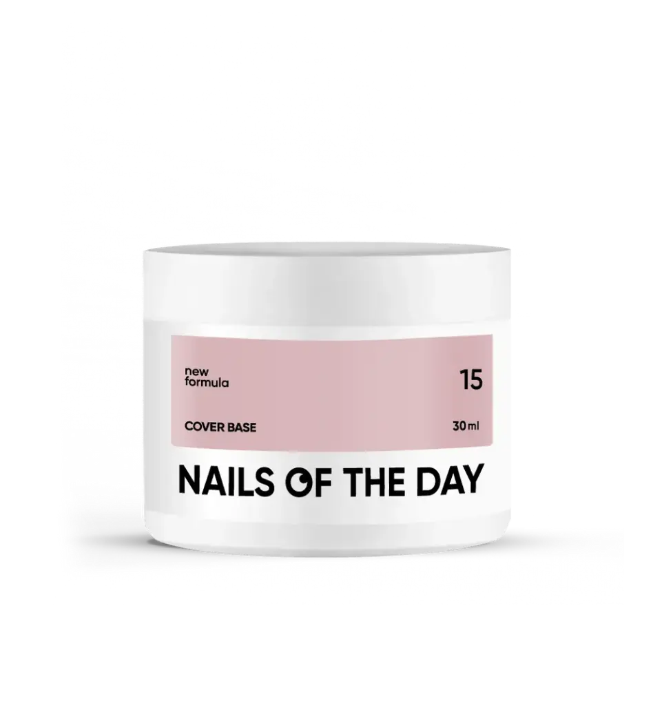 Nailsoftheday Cover Base NEW Formula 15 — natural nude camouflage base coat for nails, 30 ml.
