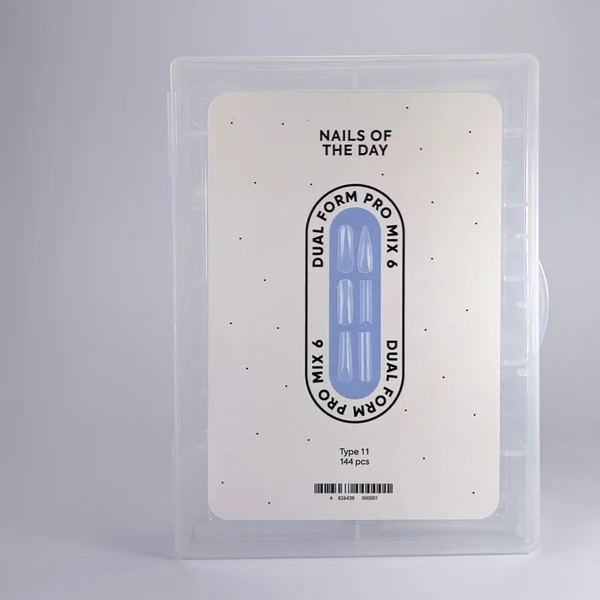 NAILSOFTHEDAY Dual Form Pro Mix 6 (Type 11) - a set of dual forms including 6 types in 12 sizes each, 144 pcs total. 