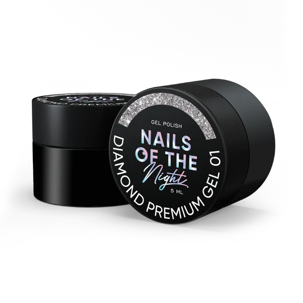 NAILSOFTHENIGHT Diamond Premium gel - gel polish 01 — silver gel polish with fine metallic nail polish, 5 ml 
