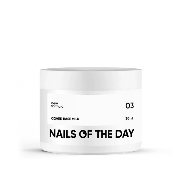 Nailsoftheday Cover Base NEW Formula Milk 03 — semi-transparent milky camouflage base coat for nails, 30 ml 