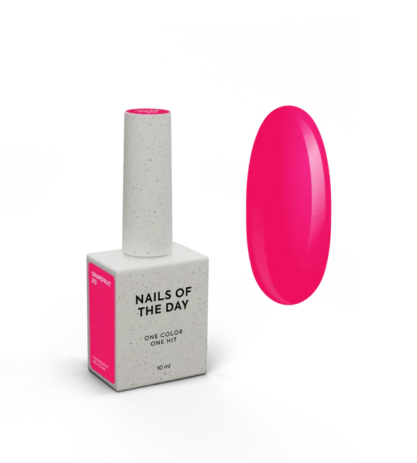 NAILSOFTHEDAY Gel Polish Grapefruit-213 — neon raspberry gel polish with full coverage in one coat, 10 ml