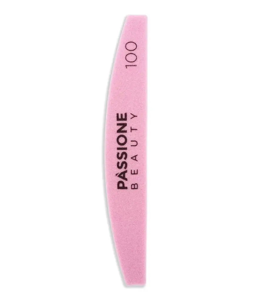Passione Pink Boomerang Nail File Buffer – 100/180 Grit, 1 pc.